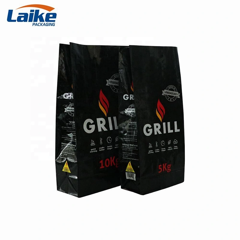Custom printed double layers kraft paper charcoal packaging bag 4kg 5kg for charcoal briquet