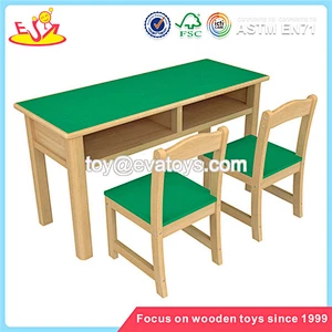Wholesale simple style wooden table and 6 chairs for kids study and eating W08G230