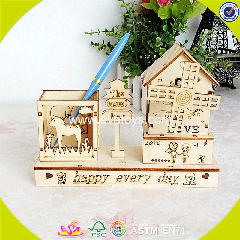 wholesale top fashion kids wooden brush pot popular children wooden brush pot W02A030