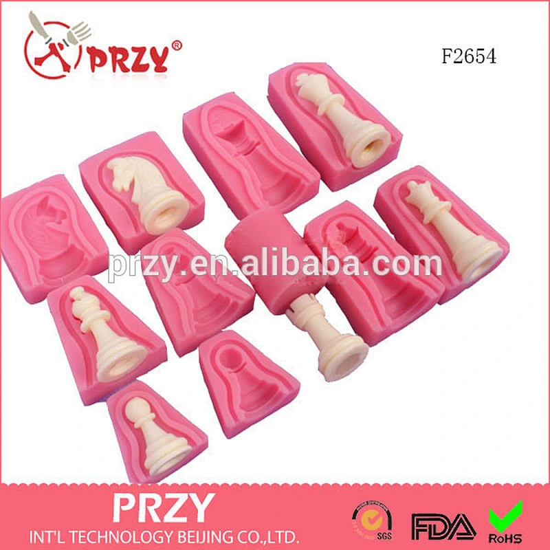 F2654 PRZY A set of International chess fondant mold, chess silicone mold chess chocolate mold