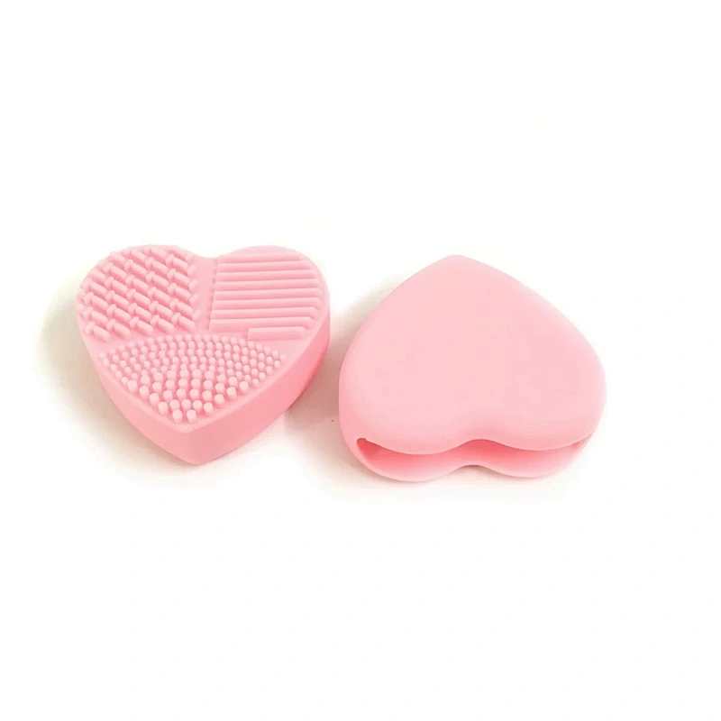 Private Label Colourful Heart-shaped Silicon Makeup Brush Cleaner Mat