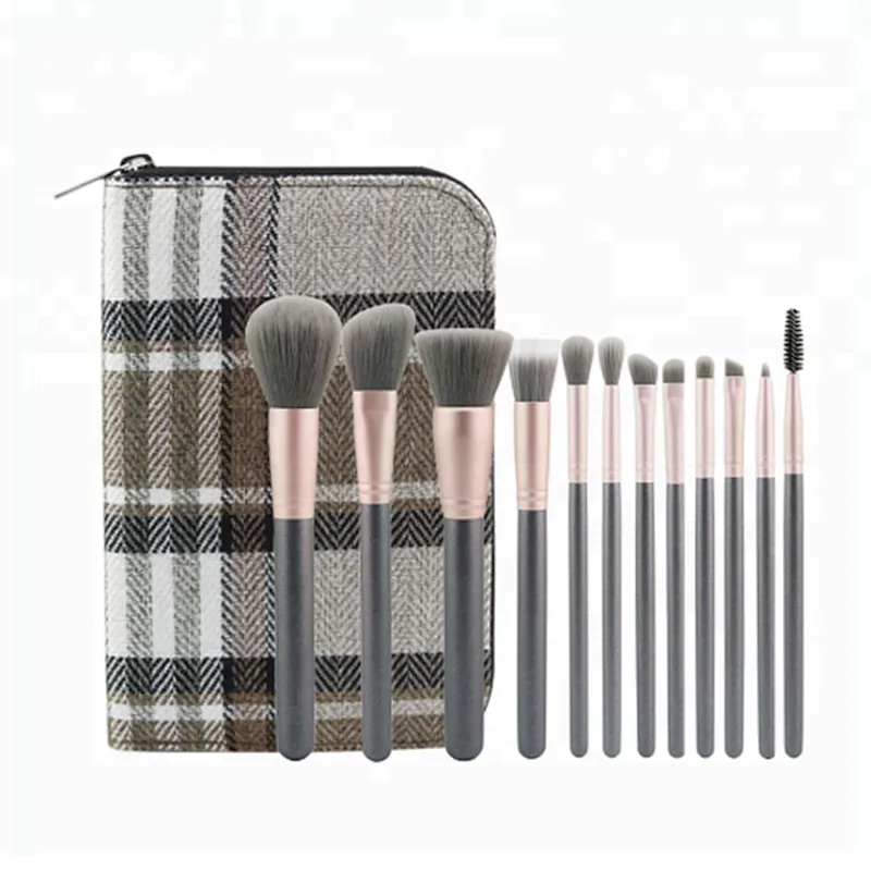 12pcs Private Label Face Blending Makeup Brushes Set With Bag Soft Synthetic Hair For Beauty Cosmetics pincel maquiagem