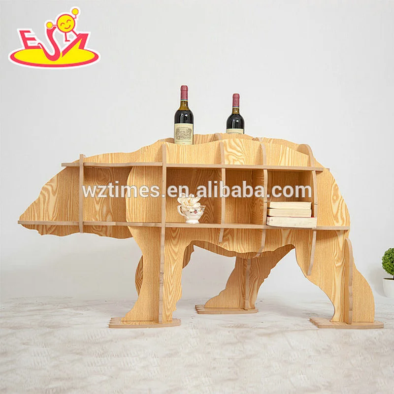 Wholesale cheap unique wooden baby bookshelf used in reading angle W08D071
