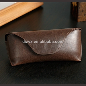 Sunglasses Case Leather Glasses Case with Popper Closure