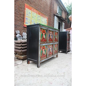 Chinese antique TIbet Cabinet. original painting