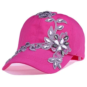 Wholesale fashion 6 panel dad hats colorful bling rhinestone logo ladies baseball hat and cap