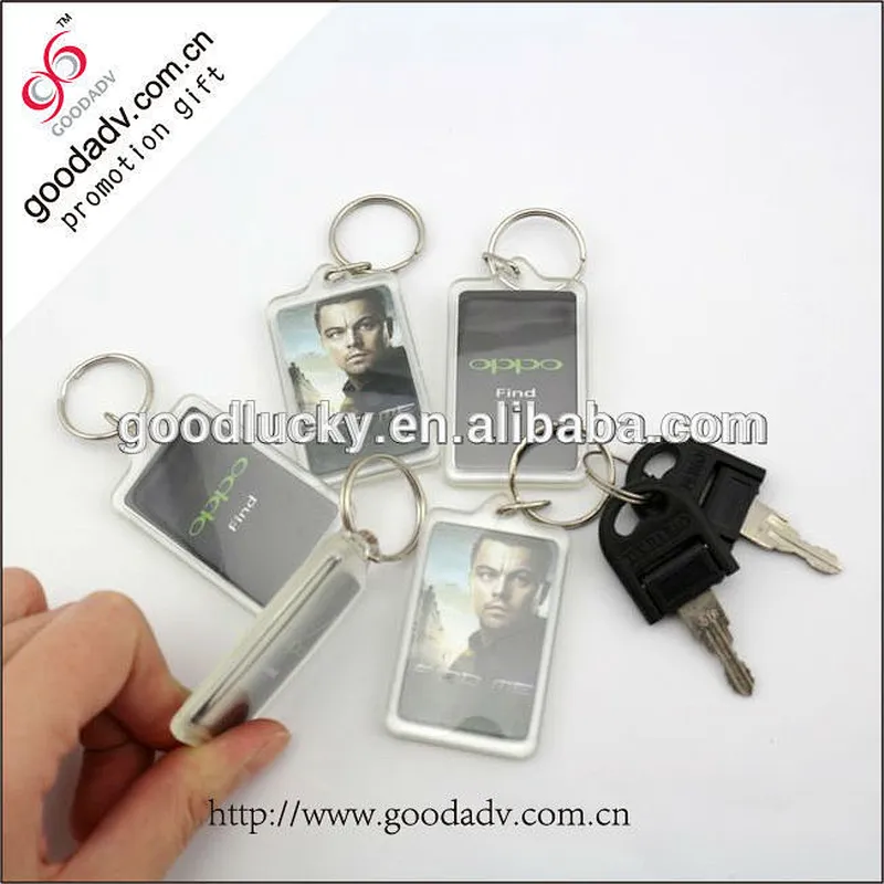 2016 china factory custom eco-friendly plastic keychain photo holder / hard plastic keychain