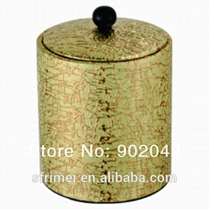 Hot Sale Gold Color Stainless Steel Material Leather Covered Ice Bucket With Tongs KL-A220
