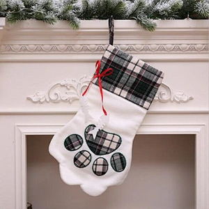 Wholesale Beautiful Decoration Christmas Stocking Adorable Dog's Paw Christmas Santa Claus Stocking Christmas Gift Pendant
