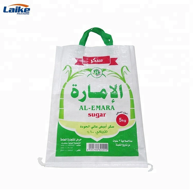 Agricultural bopp laminated pp woven sugar packing bag 5kg 25kg 50kg with handles