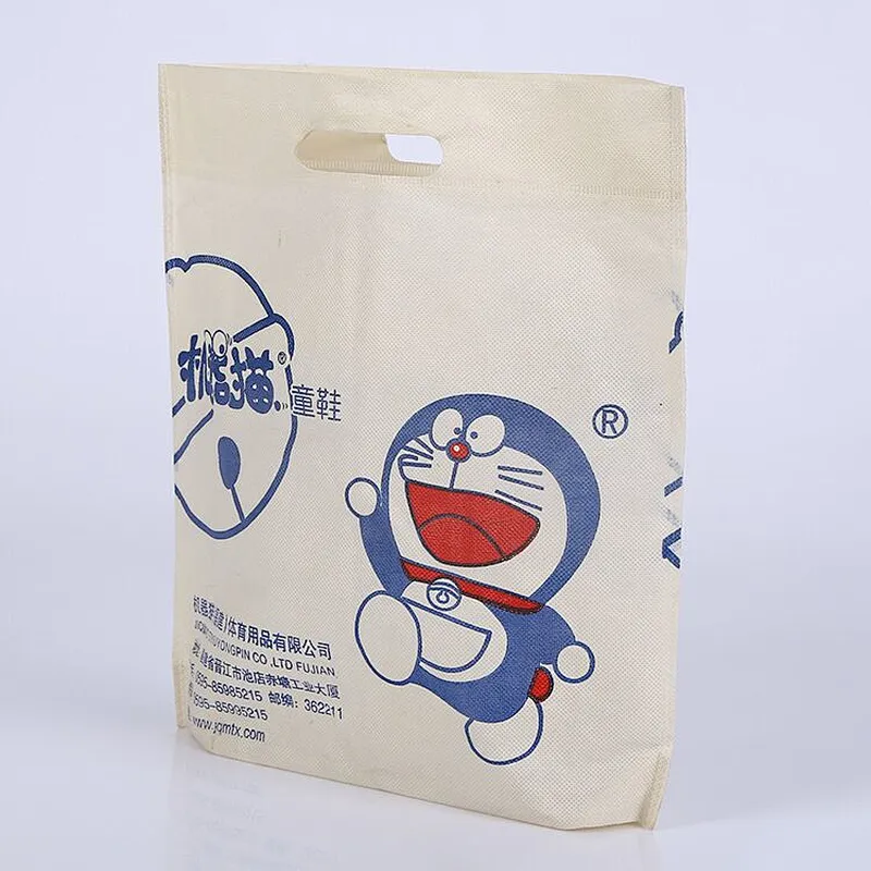 Custom white non-woven bags with doraemon logo