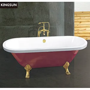 K-8740 Bathroom Special Design Red Acrylic Resin Freestanding Bathtub Water Bath Tubs