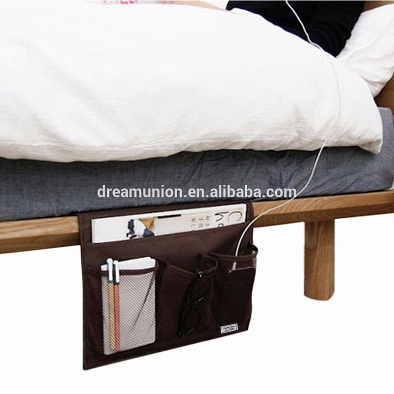 Home Bedside Pocket Bed Organizer Hanging Bag Phone Holder Book Magazine Storage