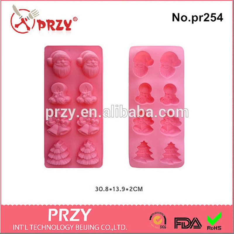 2015 new wholesale santa shape silicone ice cube tray