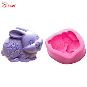 PRZY 3D silicone Rabbit mold chocolate Easter Bunny fondant cake decoration Soap silicone Molds