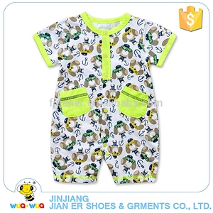 Summer cotton round collar animal motif baby boy romper