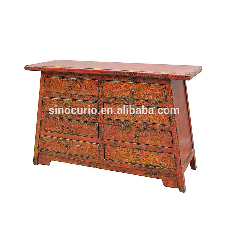 Asian style reproduction rustic lacquer hobby lobby wood cabinet with many drawers