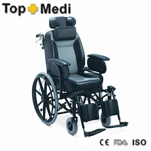 TRW204BJ Powder coating steel Reclining Wheel Chair with push to lock brakes