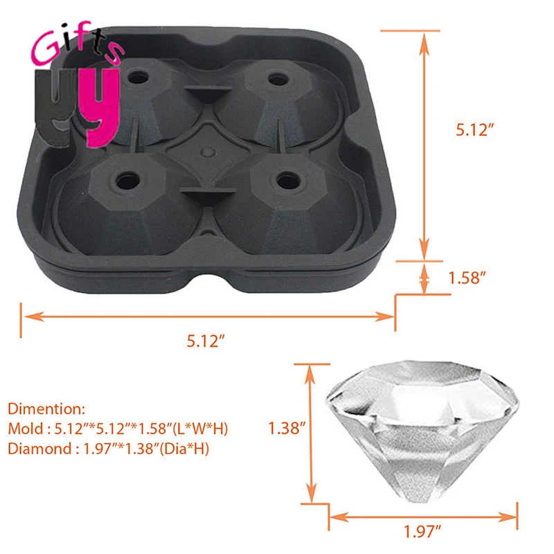 4 Cavity Food Grade Silicone Ice Ball Mold