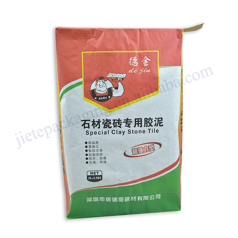 Multilayer kraft paper mortar bag 20kg for cement,clay stone tile,tile adhesive