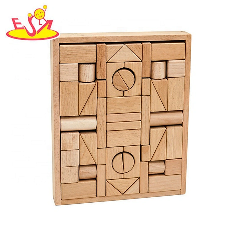 2019 Top sale 55 pieces wooden children building blocks for wholesale W13A176