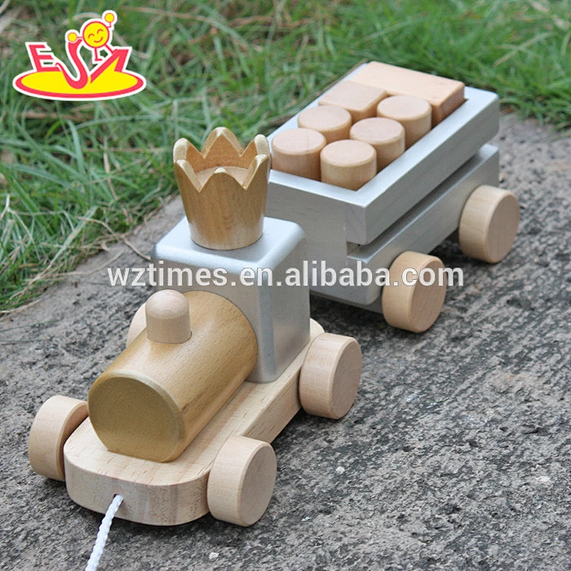 2018 wholesale baby wooden pull along toys best design kids wooden pull along toys top fashion children pull along toys W05C074