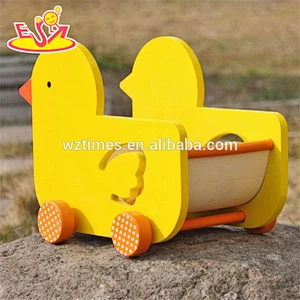 wholesale lovely duck baby wooden pull car toy new design wooden pull car toy for toddlers W05B158