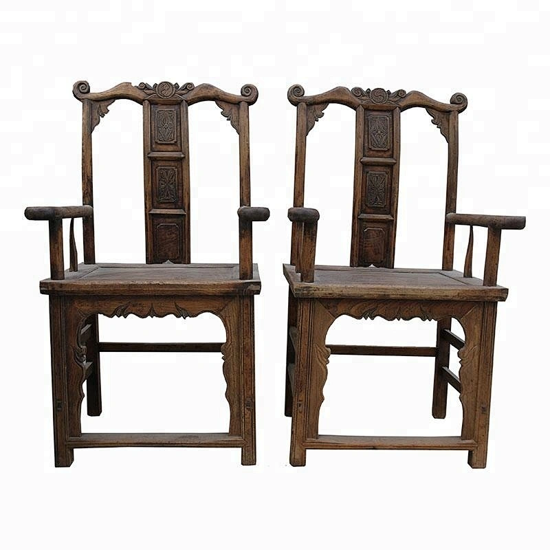 chinese antique handmade elm wooden restaurant armchair