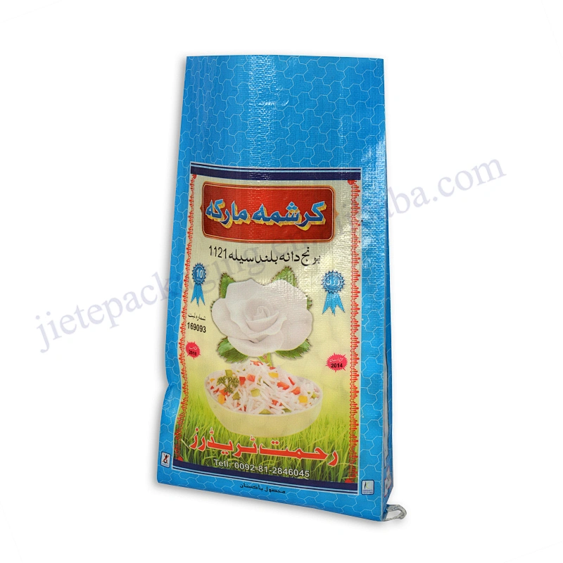 Customized bopp laminated 10kg pp rice bag with D handle for millet, flour, buckwheat, sorghum,grain