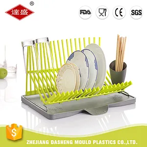 Gold supplier custom color yellow green kitchen corner modern plastic dish rack