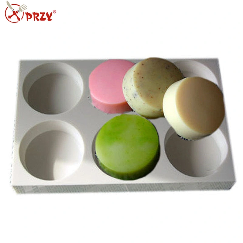 S4286 Round Shape 6 cavity handmade tray mold silicone loaf soap mold silicone mould