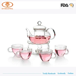 800ml handmade flower glass tea pot with FAD coffee glass kettle with easy carry