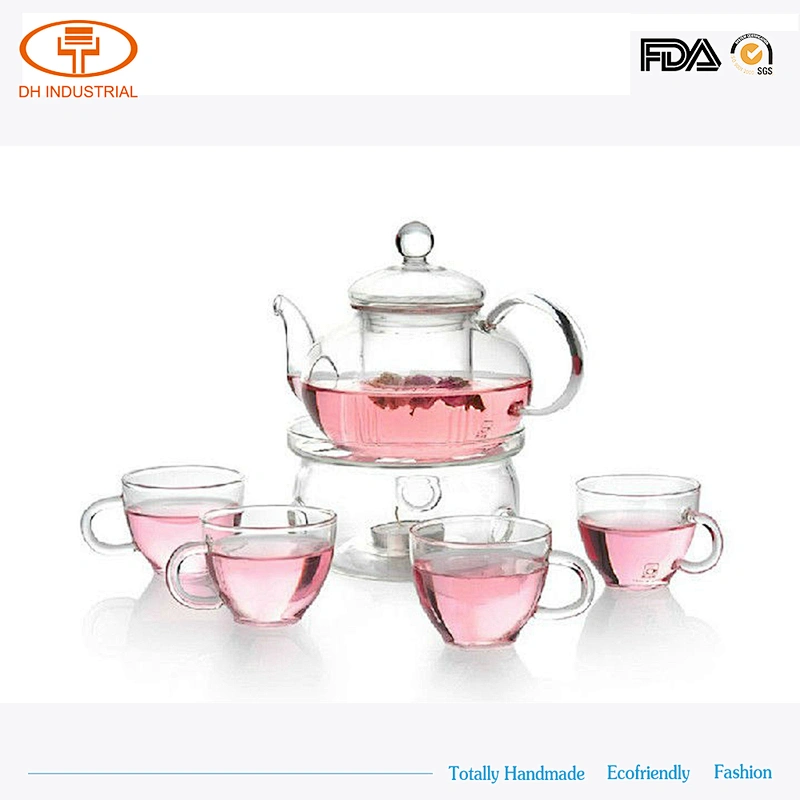 800ml handmade flower glass tea pot with FAD coffee glass kettle with easy carry