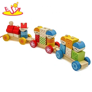 New popular children wooden pull along train for education W05C096