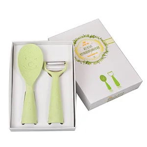 Kitchenware Ladle and Peeler China Suppliers Product High Quality Wheat Straw Stainless Steel Cookware Set