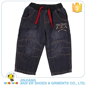 Wholesale cotton breathable children lace-up jeans pants