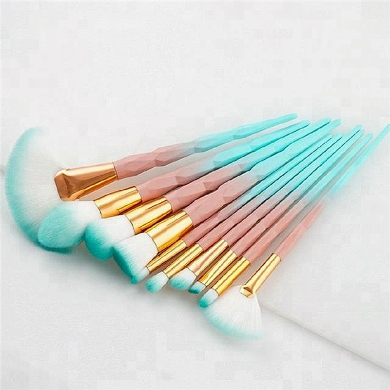 Newest Bamboo Design Handle 10pcs Cosmetic Makeup Brush Set With Soft Hair For Beauty