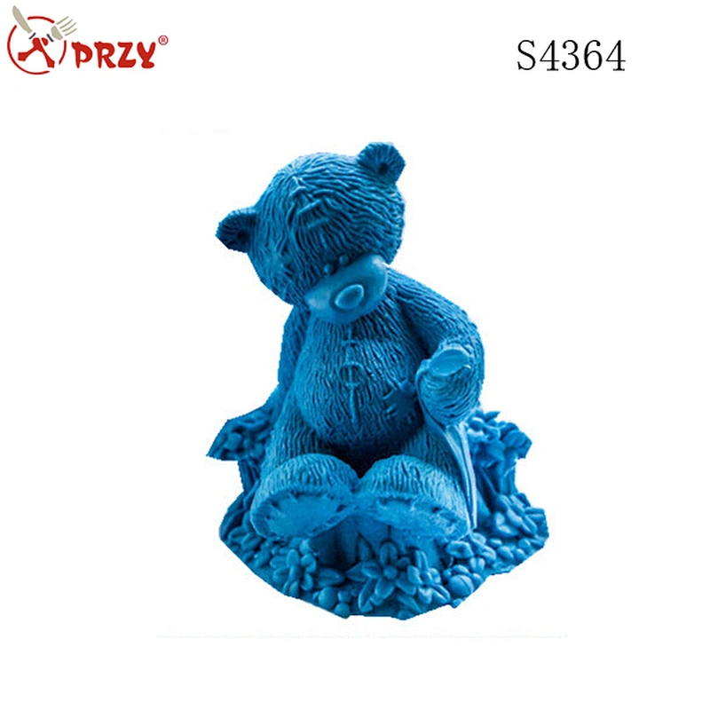 S4364 Teddy on a Stump 3d Mold ,Soap Mold, Silicone handmade soap mold