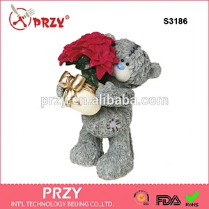 S3186 Teddy Bear with Bouquet of Flowers 3d mold or Soap Teddy with Flowers bloom 3d Soap or Mold Romantic Teddy Bear 3d molds