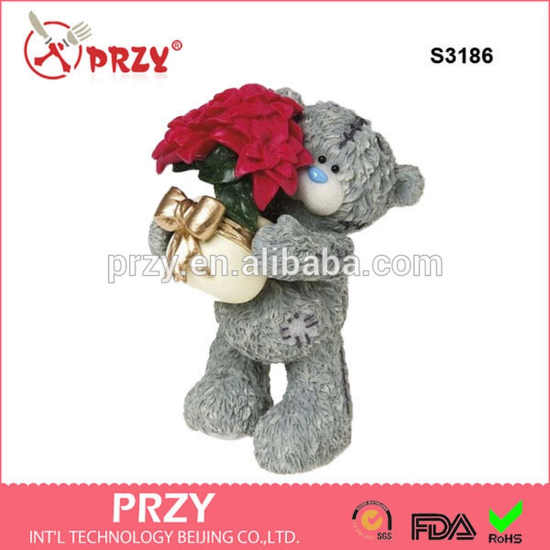 S3186 Teddy Bear with Bouquet of Flowers 3d mold or Soap Teddy with Flowers bloom 3d Soap or Mold Romantic Teddy Bear 3d molds