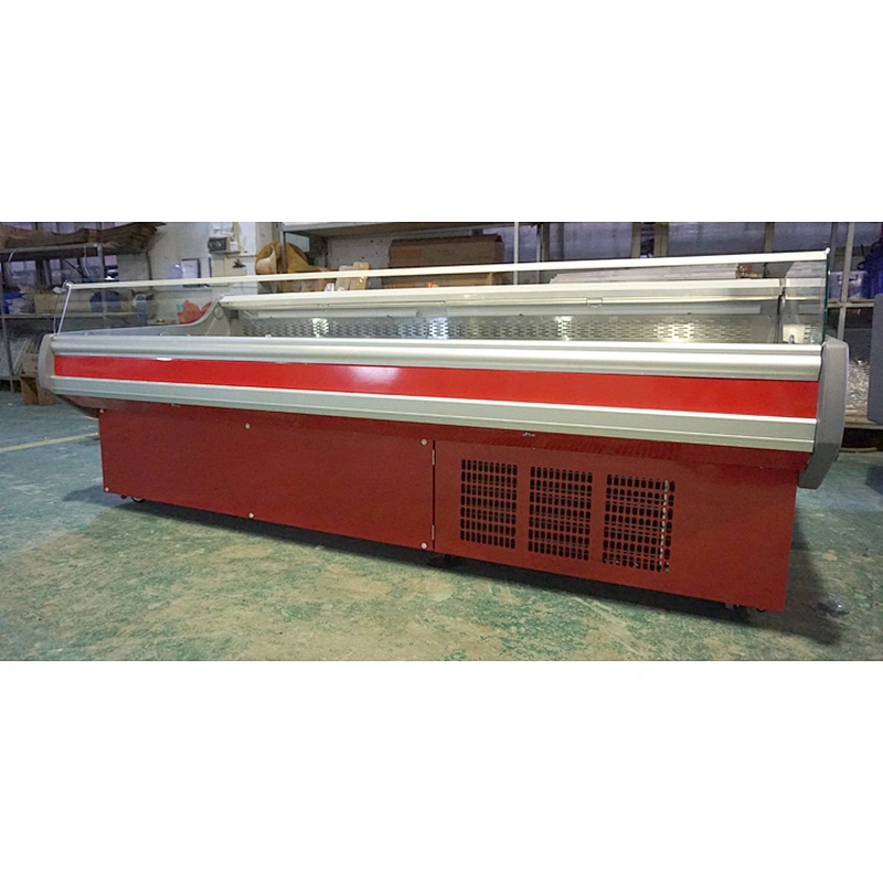 New style supermarket refrigeration equipment and deli showcase with a lifted cover