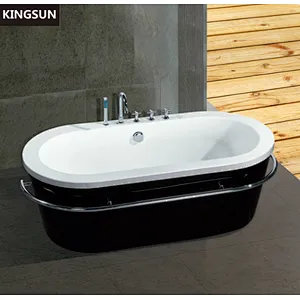 K-8886A New Arrived Solid Acrylic Black Color Oval Adult Bathtub Freestanding Bath tub