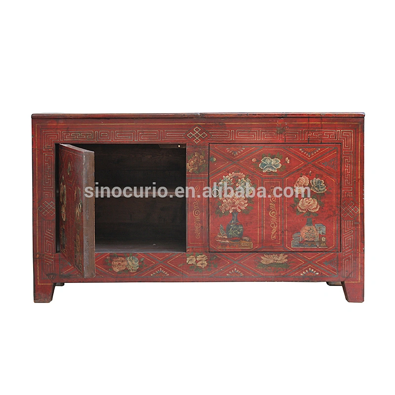 Chinese Living room cabinet Asian Antiques Hand Painted Dongbei Cabinet