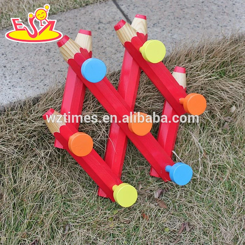 Wholesale novelty toddler wooden pencil shape wall clothes hanger used in home W09B059