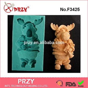 F3425 Moose cake decorating mold silicone fondant mold