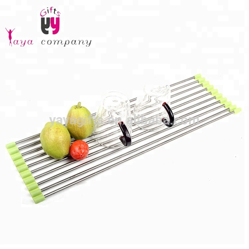 Silicone Folded Stainless steel Organizer Pan Pot Lid Roll Utensil Kitchen Sponge Holder