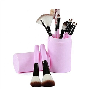 Private Label Fashionable Pink 12pcs Cosmetic Makeup Brush Set With Makeup Holder