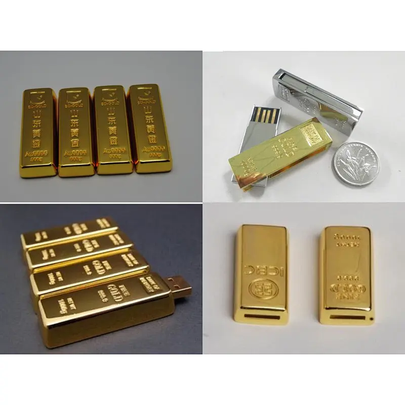 Golden usb flash drive pen drive 8GB 16GB 2GB 4GB Gold Bar USB 2.0 Flash memory