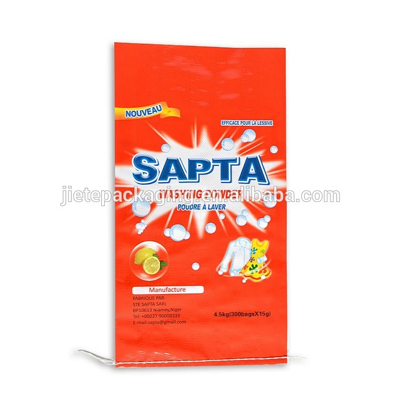 custom durable plastic pp woven bags for washing powder, soap powder, detergent 15kg 25kg packaging