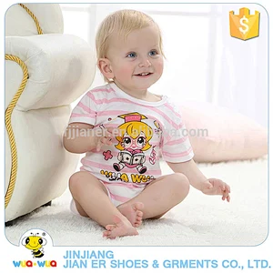 Latest design baby summer pink stripe cotton jump bodysuits